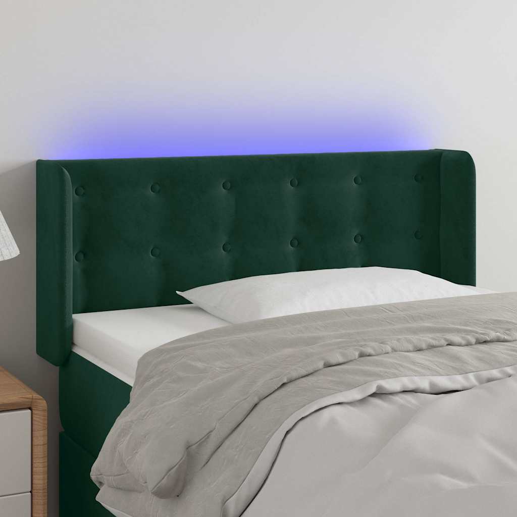 LED Kopfteil Dunkelgrün 103x16x78/88 cm Samt