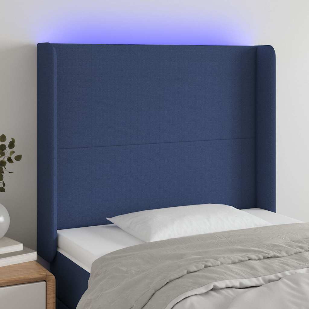LED Kopfteil Blau 83x16x118/128 cm Stoff