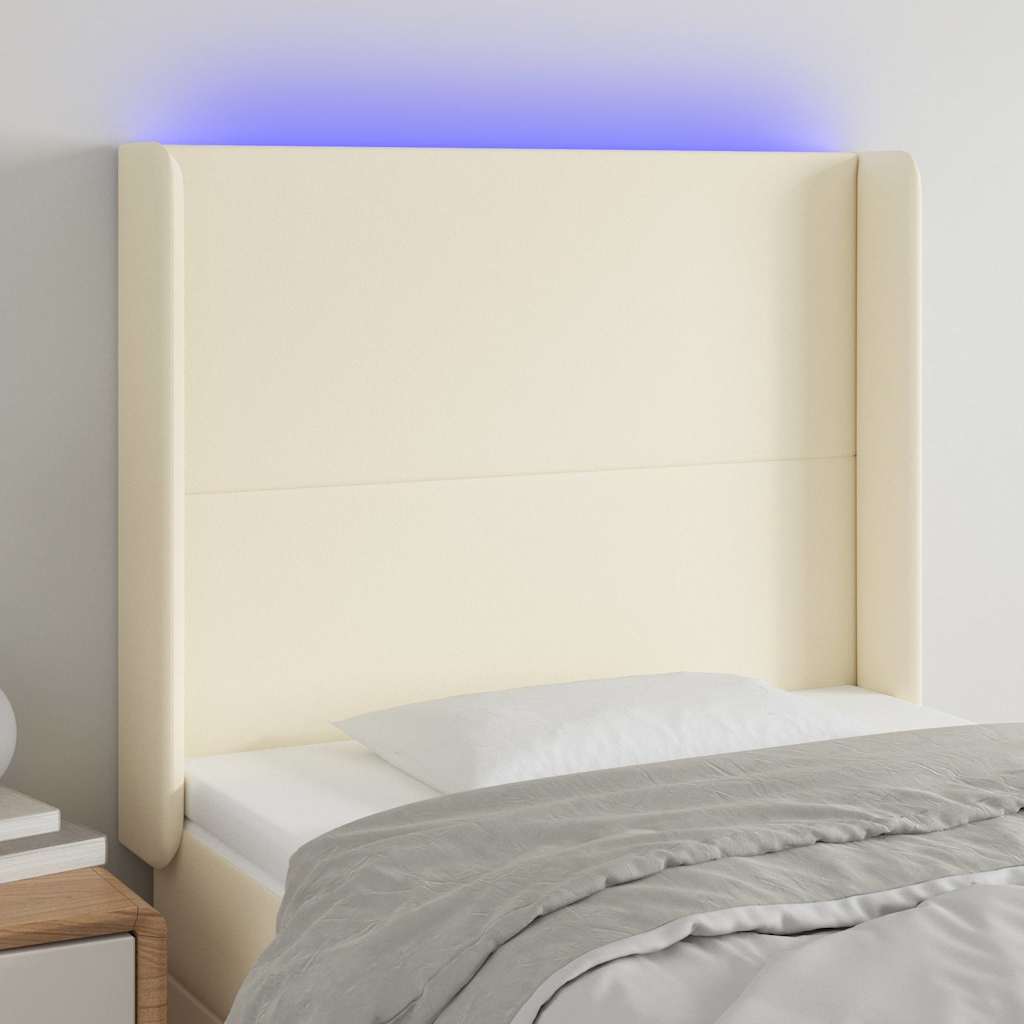 LED Kopfteil Creme 103x16x118/128 cm Kunstleder