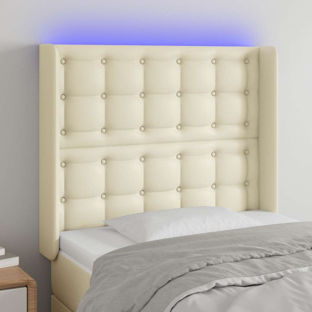 LED Kopfteil Creme 83x16x118/128 cm Kunstleder