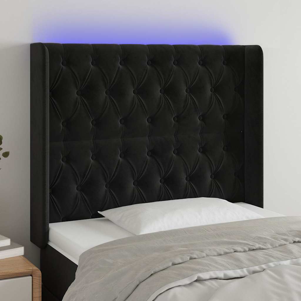 LED Kopfteil Schwarz 93x16x118/128 cm Samt