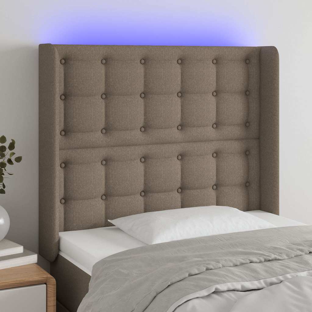 LED Kopfteil Taupe 83x16x118/128 cm Stoff