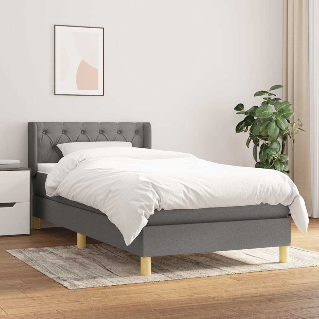 Boxspringbett mit Matratze Dunkelgrau 80x200 cm Stoff