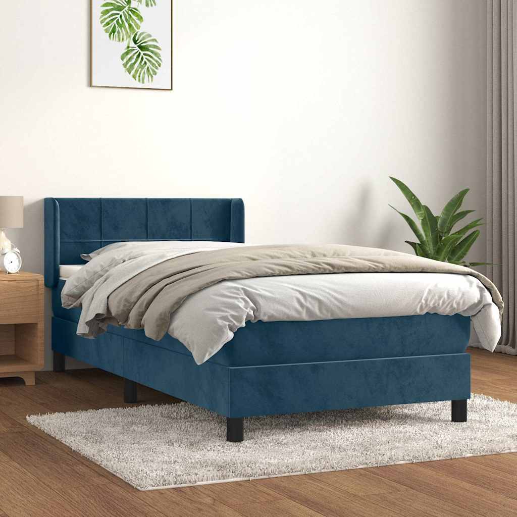 Boxspringbett mit Matratze Dunkelblau 100x200 cm Samt