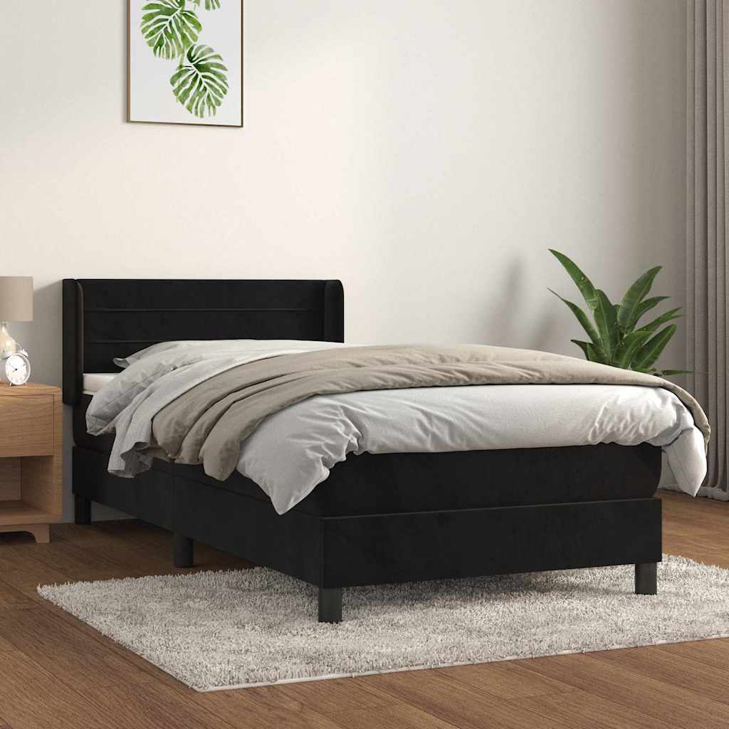 Boxspringbett mit Matratze Schwarz 80x200 cm Samt