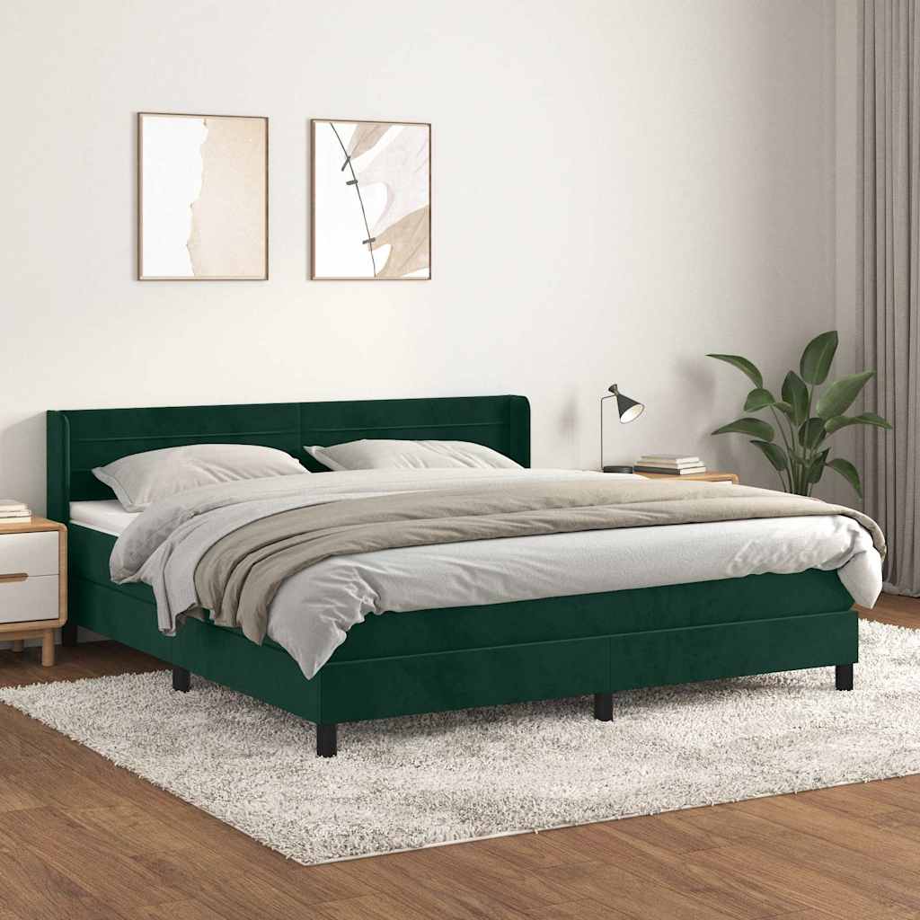 Boxspringbett mit Matratze Dunkelgrün 160x200 cm Samt