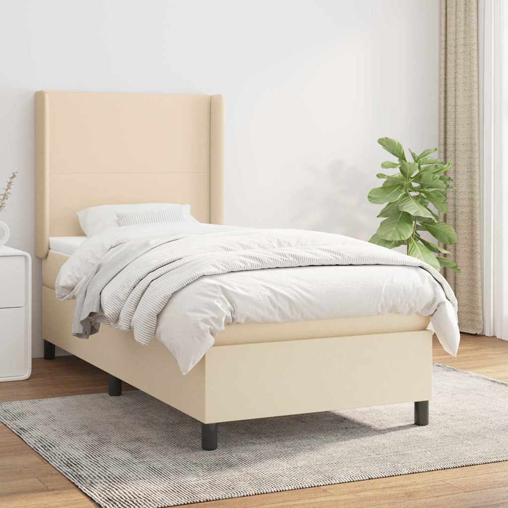 Boxspringbett mit Matratze Creme 100x200 cm Stoff