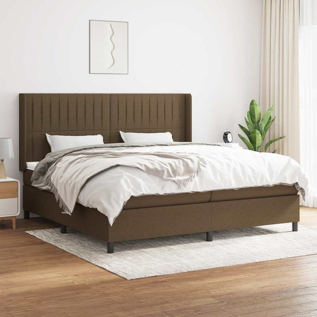 Boxspringbett mit Matratze Dunkelbraun 200x200 cm Stoff