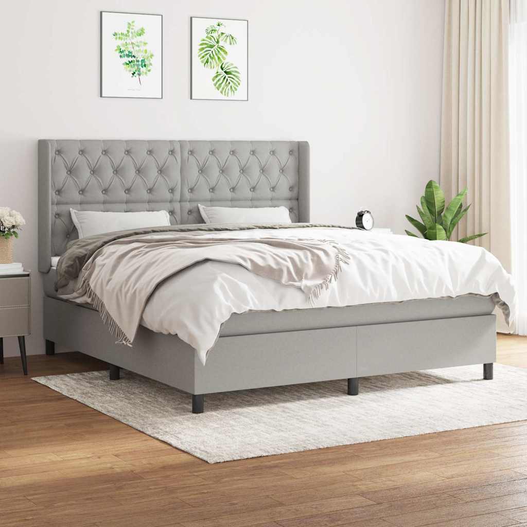 Boxspringbett mit Matratze Hellgrau 160x200 cm Stoff