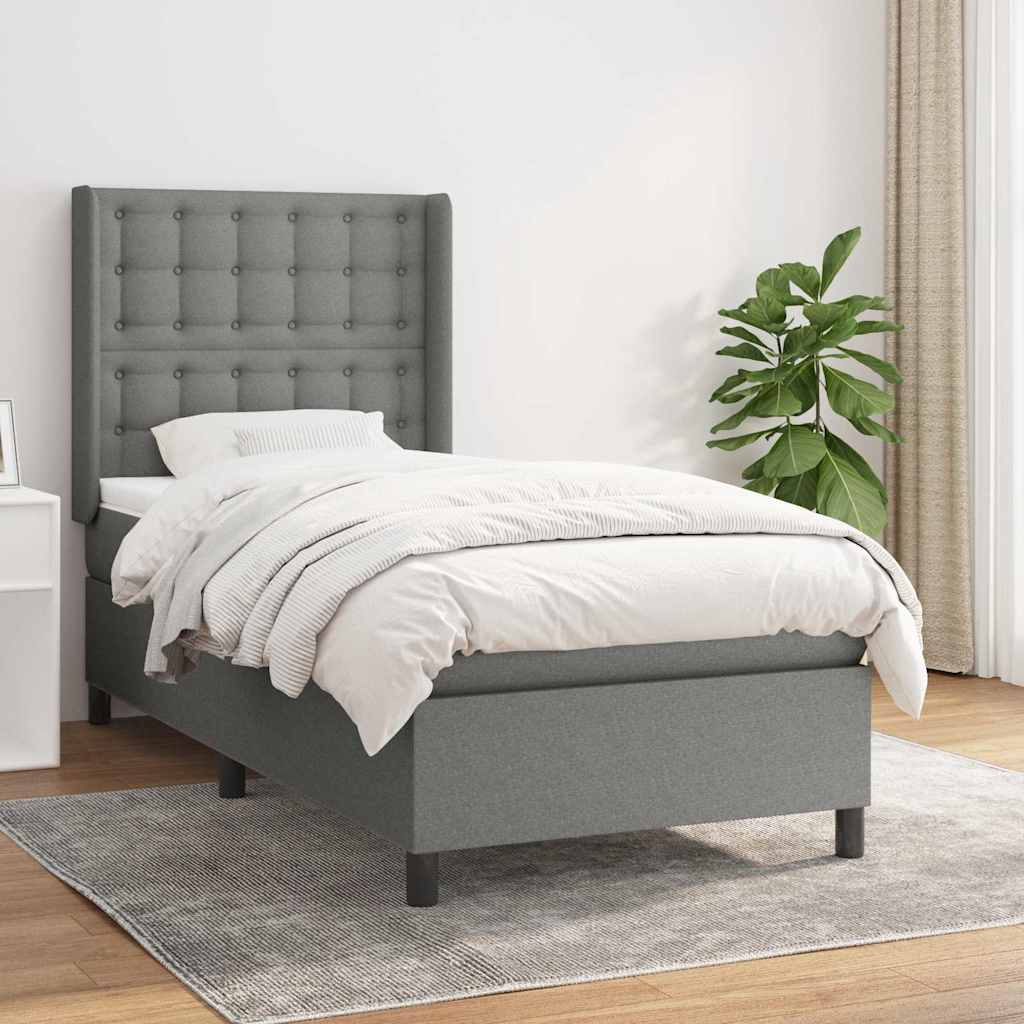 Boxspringbett mit Matratze Dunkelgrau 80x200 cm Stoff