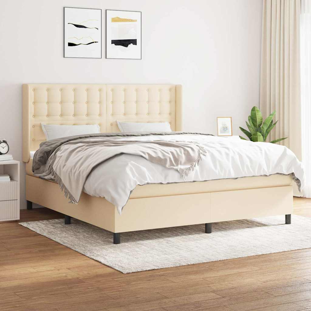 Boxspringbett mit Matratze Creme 180x200 cm Stoff