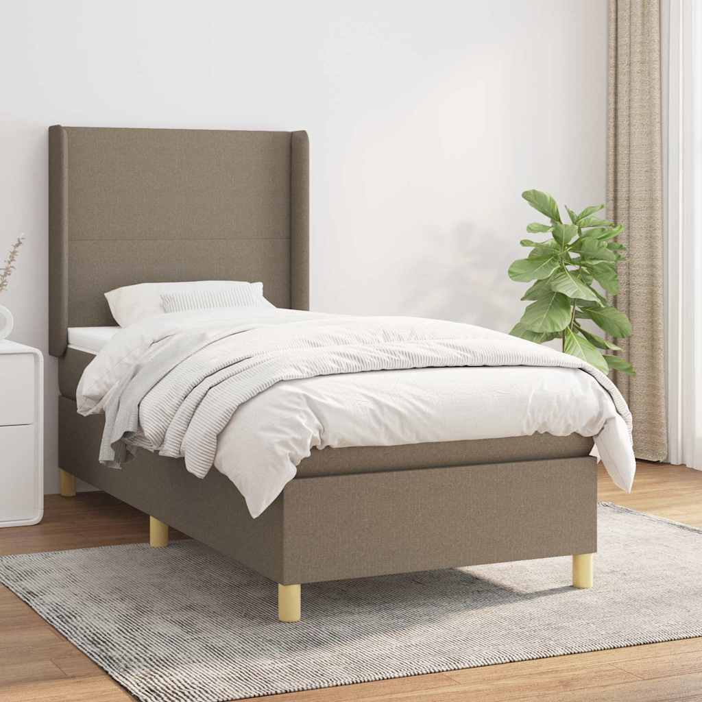 Boxspringbett mit Matratze Taupe 100x200 cm Stoff