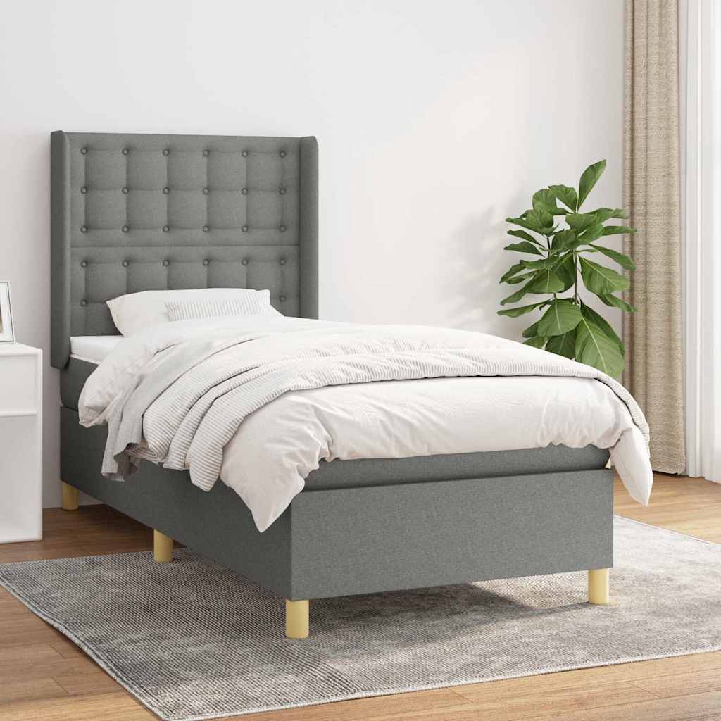 Boxspringbett mit Matratze Dunkelgrau 80x200 cm Stoff