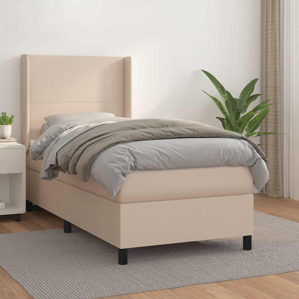 Boxspringbett mit Matratze Cappuccino-Braun 90x190cm Kunstleder