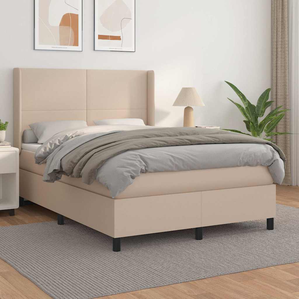Boxspringbett Matratze Cappuccino-Braun 140x190cm Kunstleder