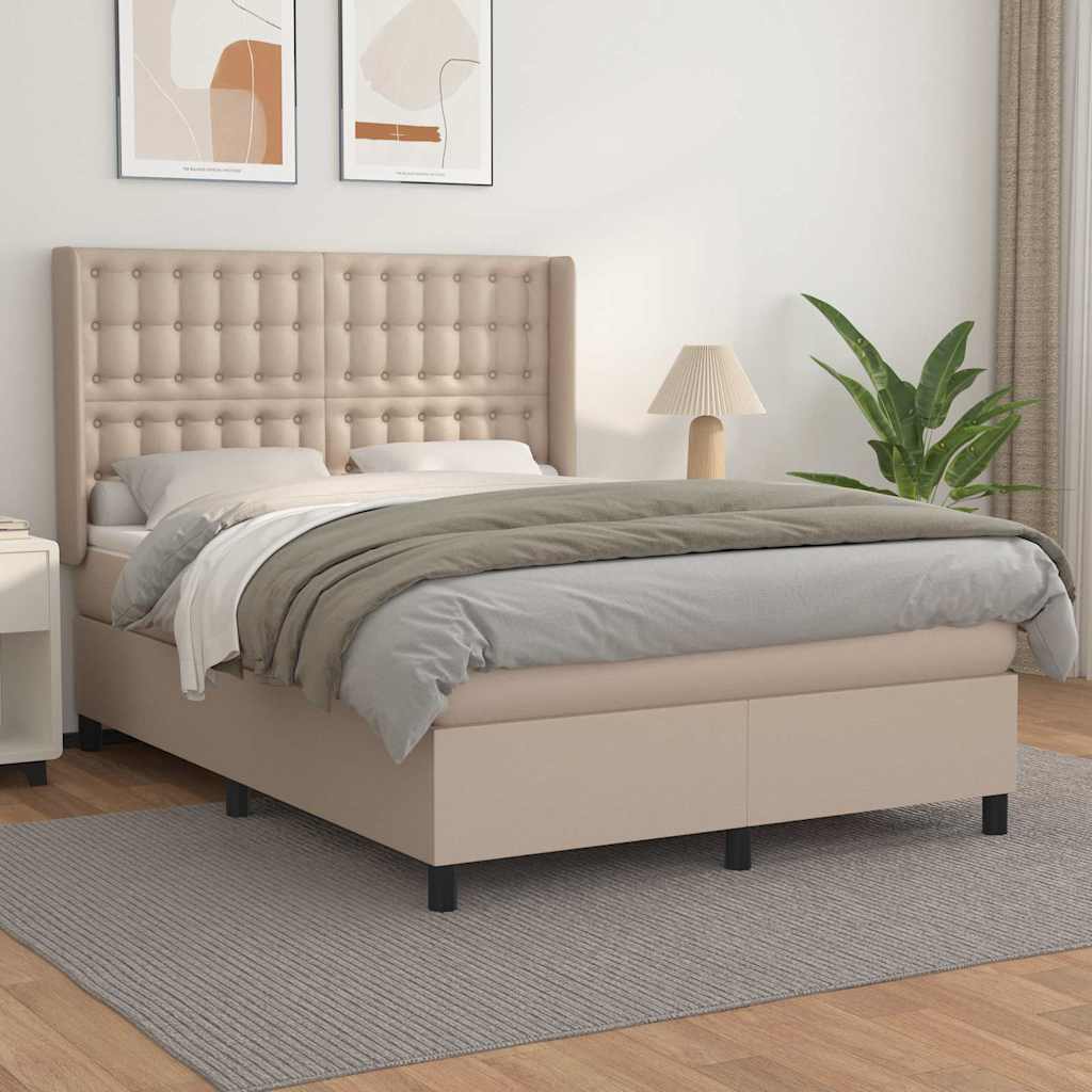 Boxspringbett Matratze Cappuccino-Braun 140x190cm Kunstleder