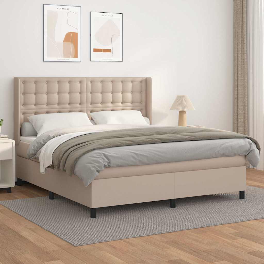 Boxspringbett Matratze Cappuccino-Braun 160x200 cm Kunstleder