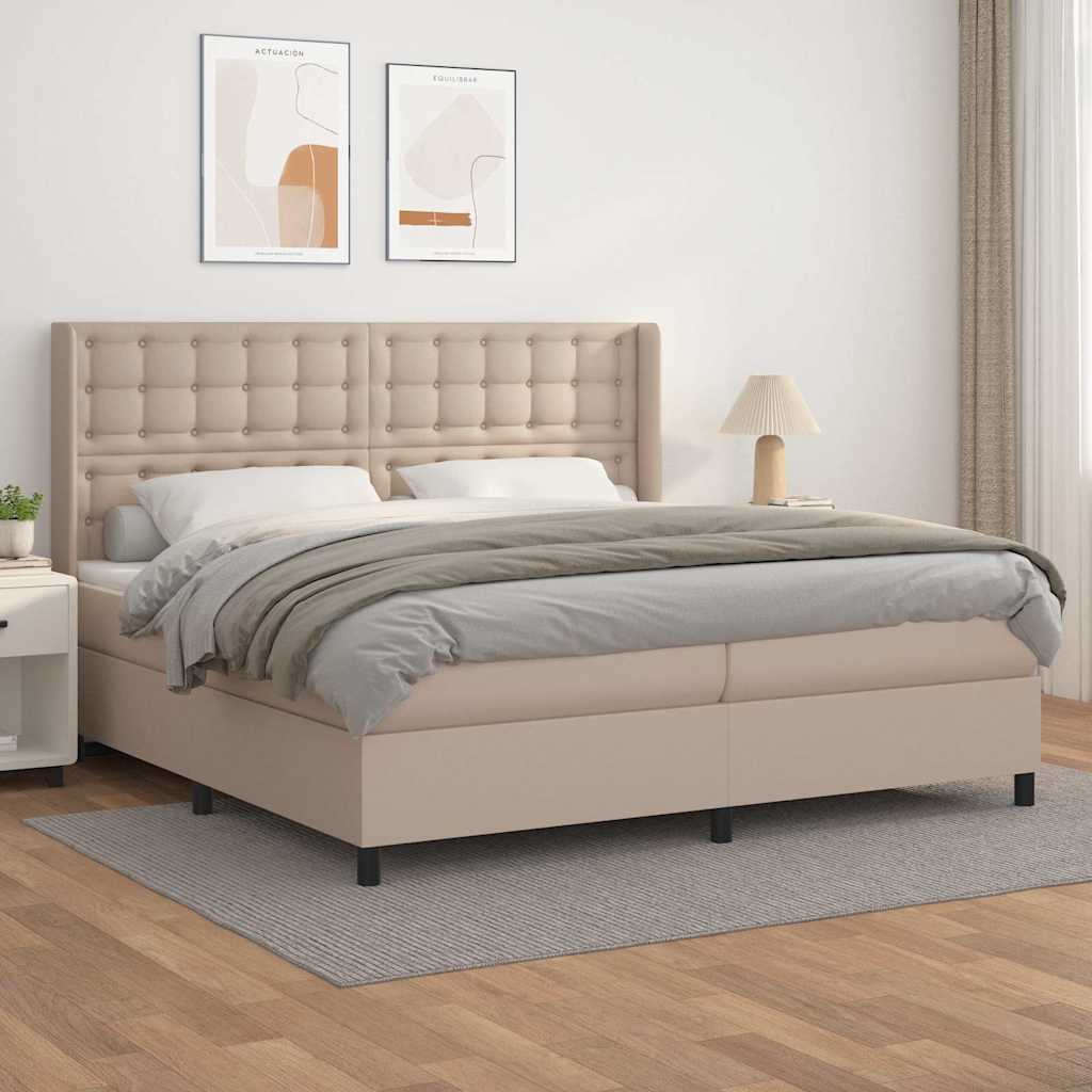 Boxspringbett Matratze Cappuccino-Braun 200x200cm Kunstleder