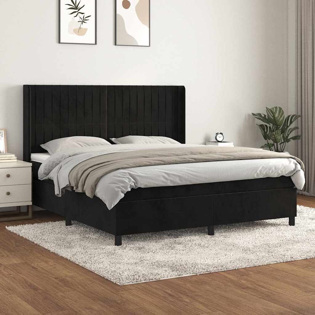 Boxspringbett mit Matratze Schwarz 160x200 cm Samt