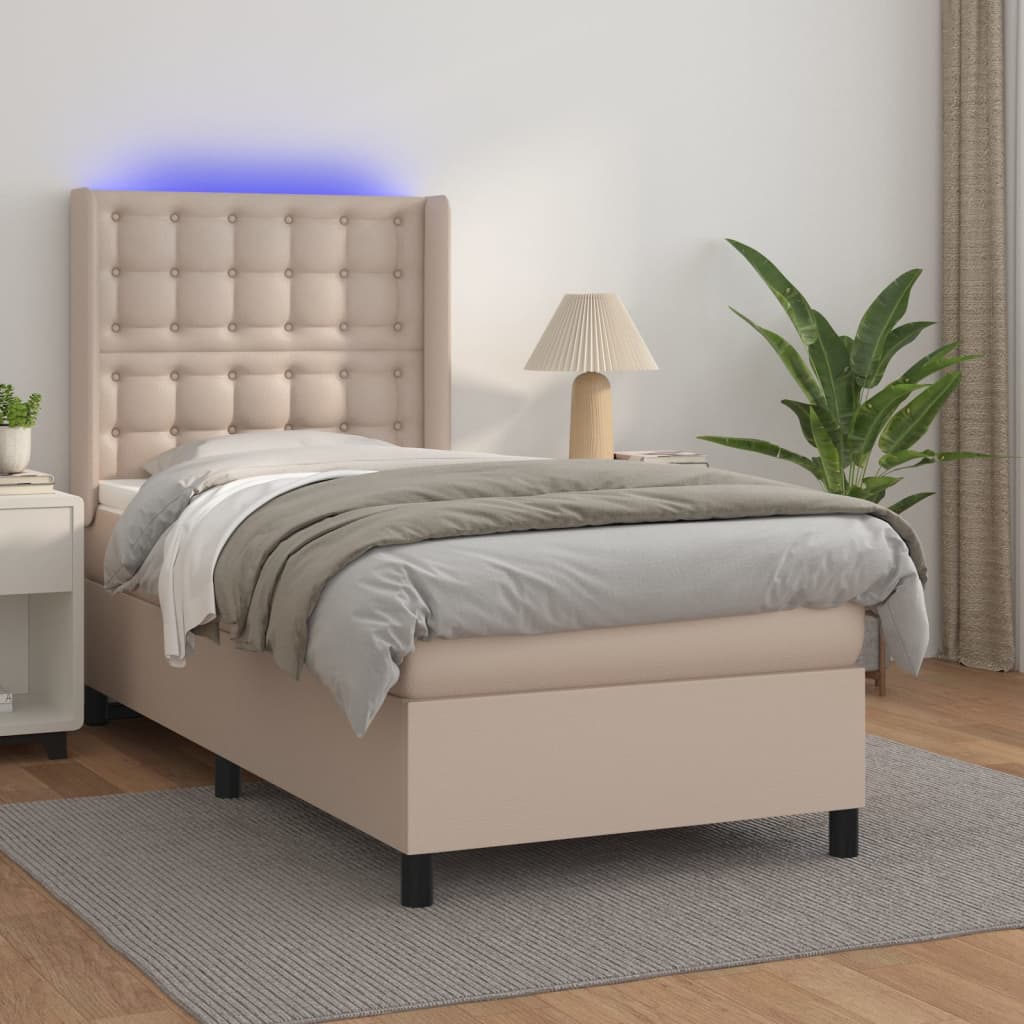Boxspringbett mit Matratze & LED Cappuccino-Braun 80x200cm