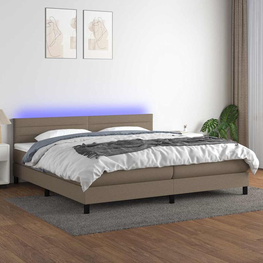 Boxspringbett mit Matratze & LED Taupe 200x200 cm Stoff