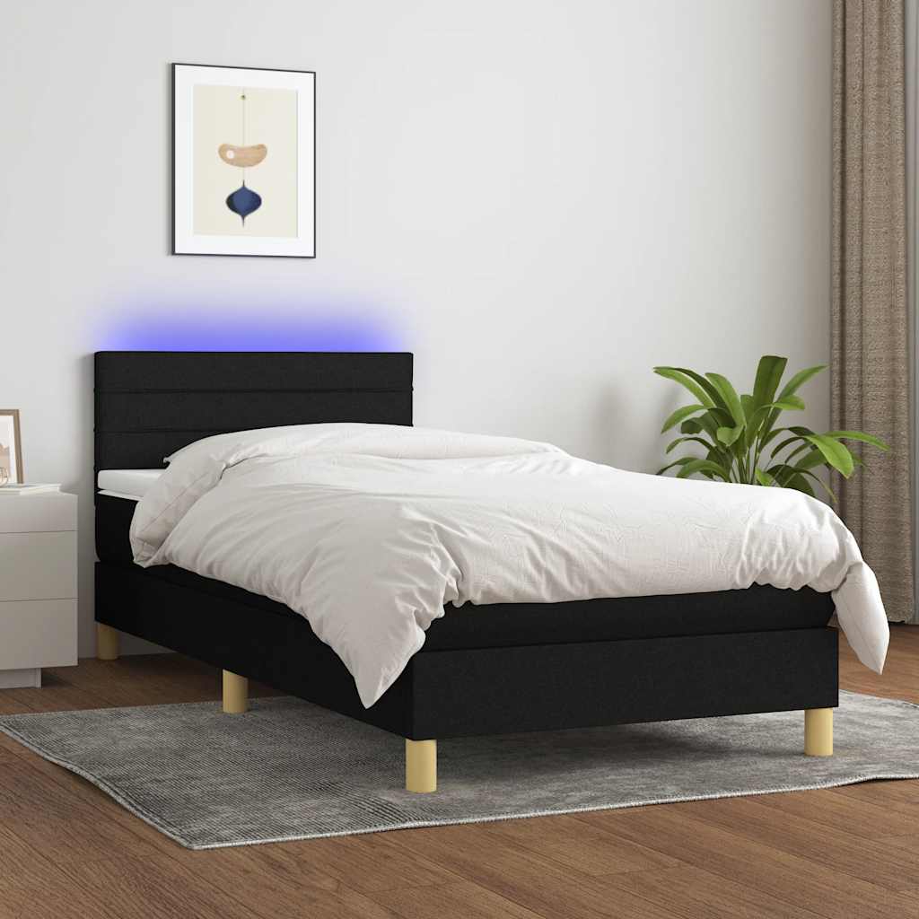 Boxspringbett mit Matratze & LED Schwarz 80x200 cm Stoff