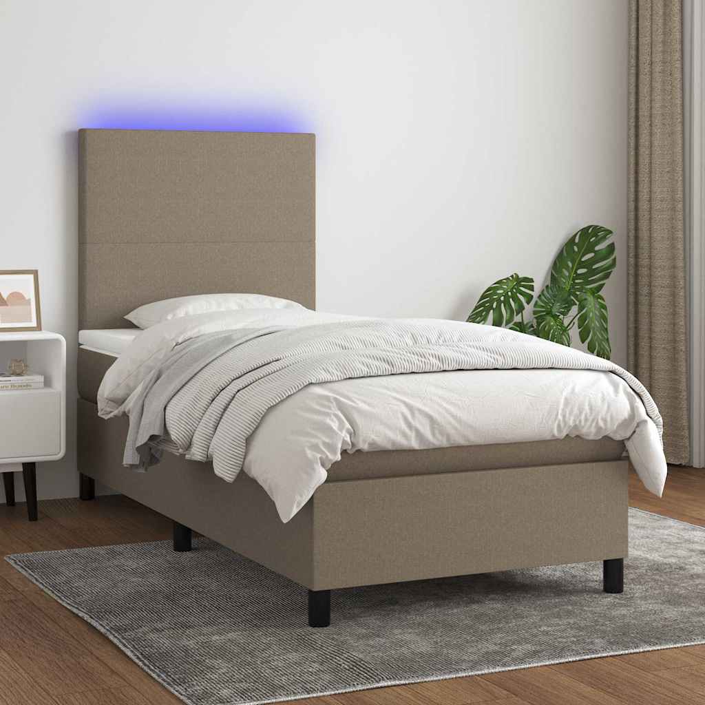 Boxspringbett mit Matratze & LED Taupe 100x200 cm Stoff