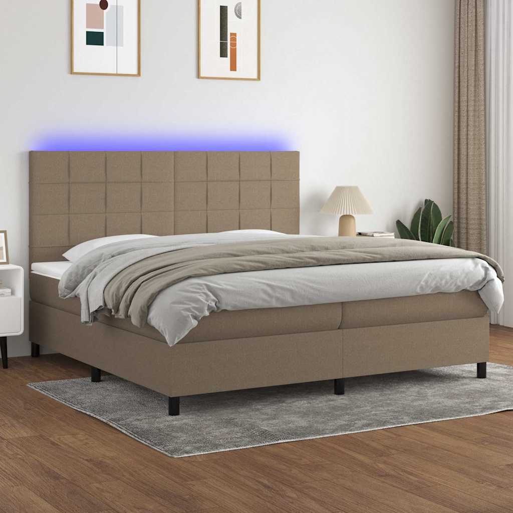 Boxspringbett mit Matratze & LED Taupe 200x200 cm Stoff