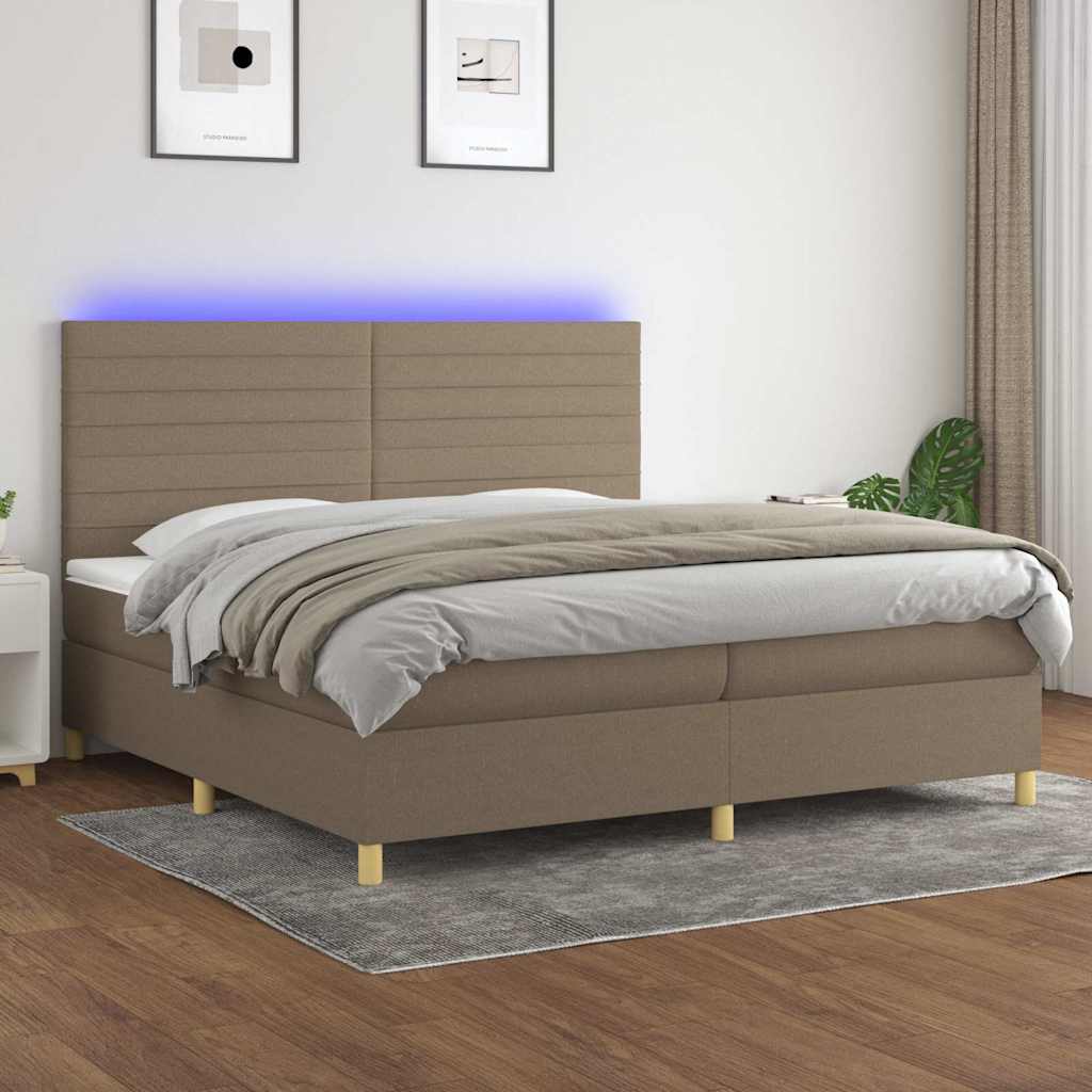 Boxspringbett mit Matratze & LED Taupe 200x200 cm Stoff