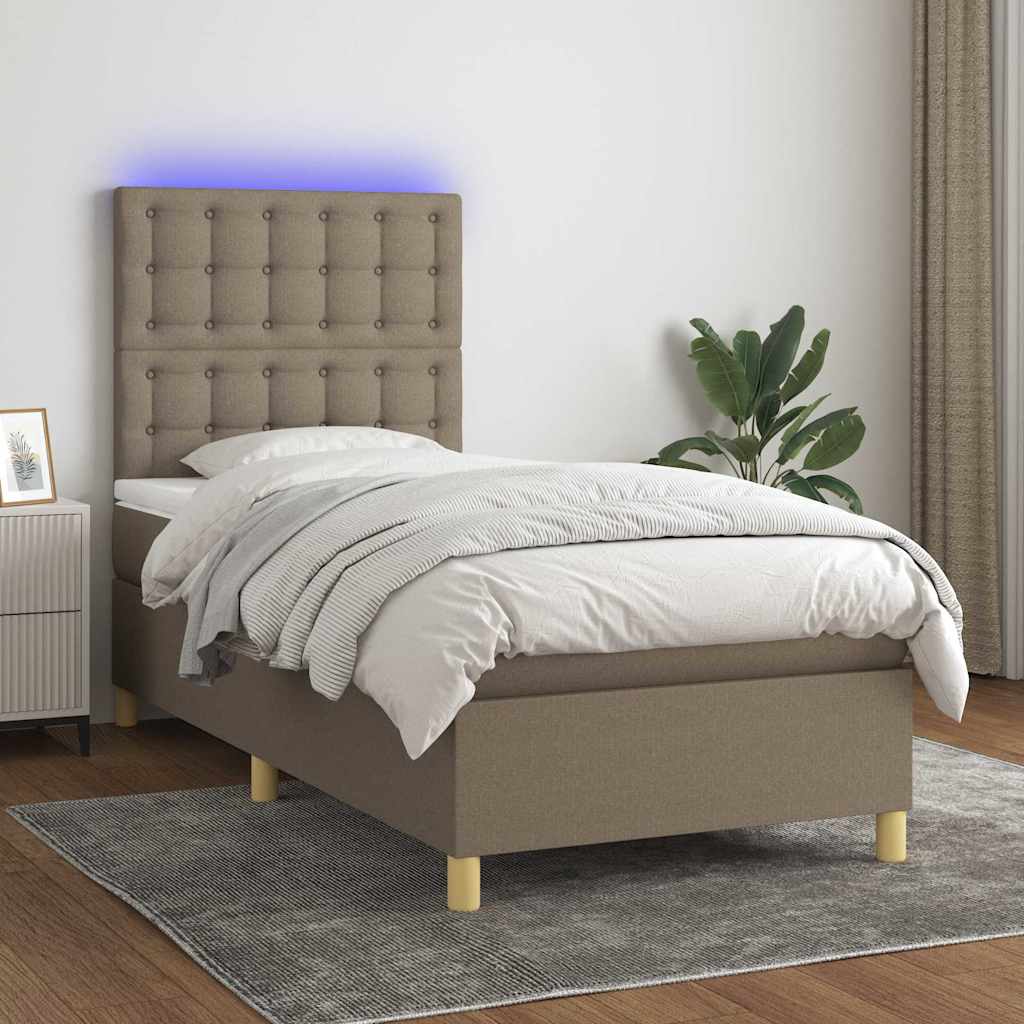 Boxspringbett mit Matratze & LED Taupe 100x200 cm Stoff