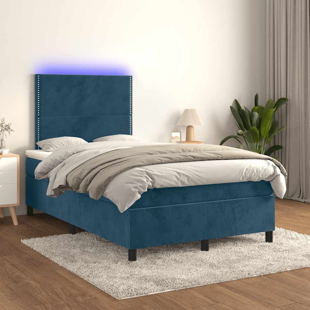 Boxspringbett mit Matratze & LED Dunkelblau 120x200 cm Samt