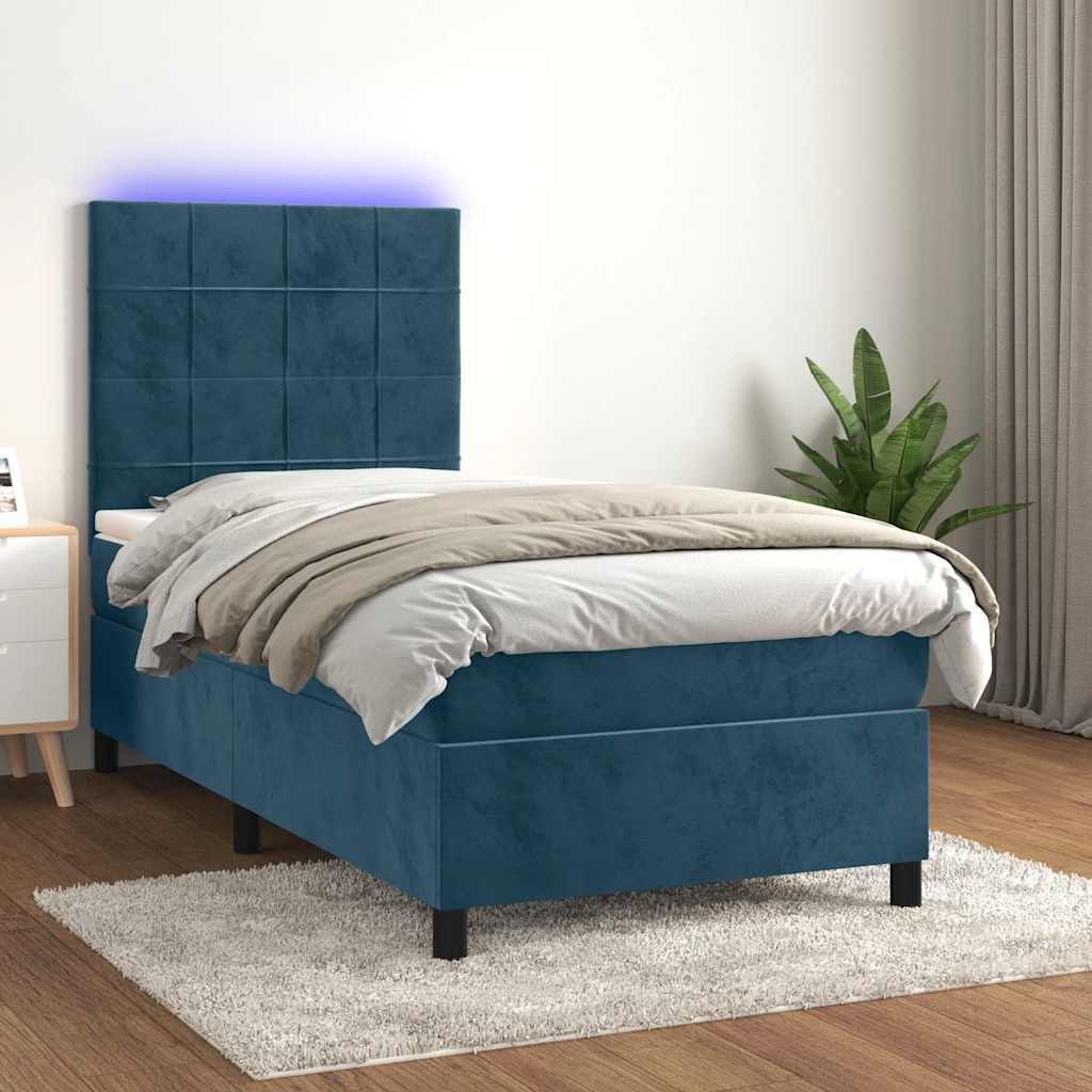 Boxspringbett mit Matratze & LED Dunkelblau 80x200 cm Samt