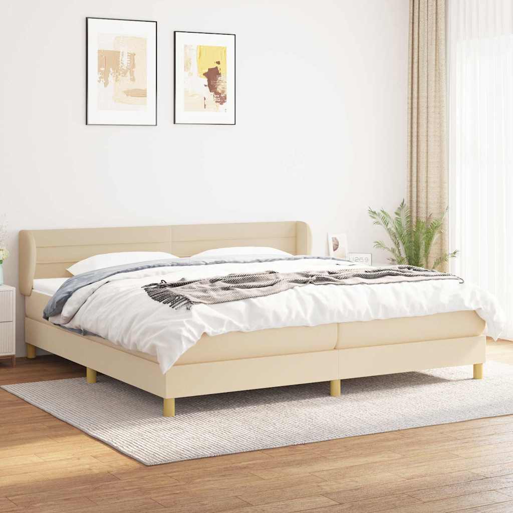 Boxspringbett mit Matratze Creme 200x200 cm Stoff