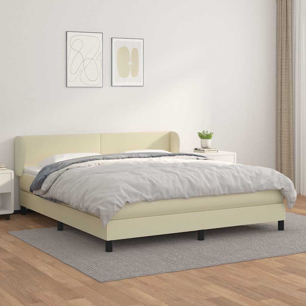 Boxspringbett mit Matratze Creme 180x200 cm Kunstleder