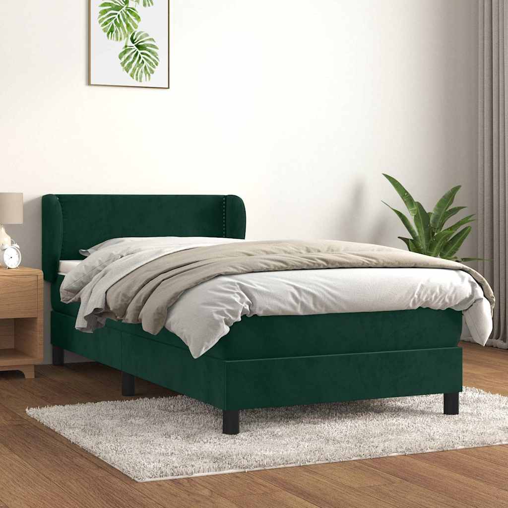 Boxspringbett mit Matratze Dunkelgrün 80x200 cm Samt