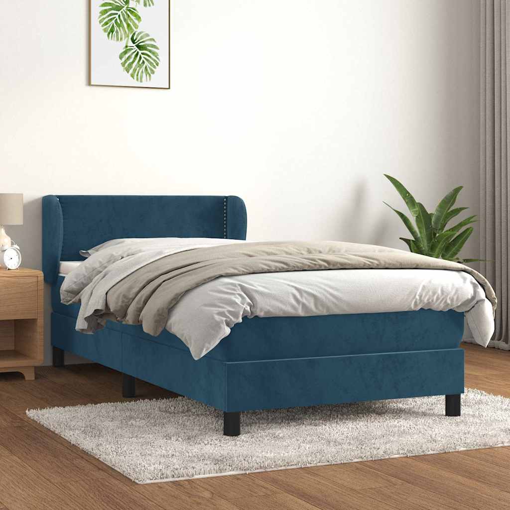 Boxspringbett mit Matratze Dunkelblau 100x200 cm Samt