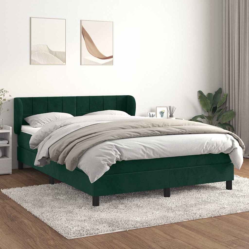 Boxspringbett mit Matratze Dunkelgrün 140x200 cm Samt