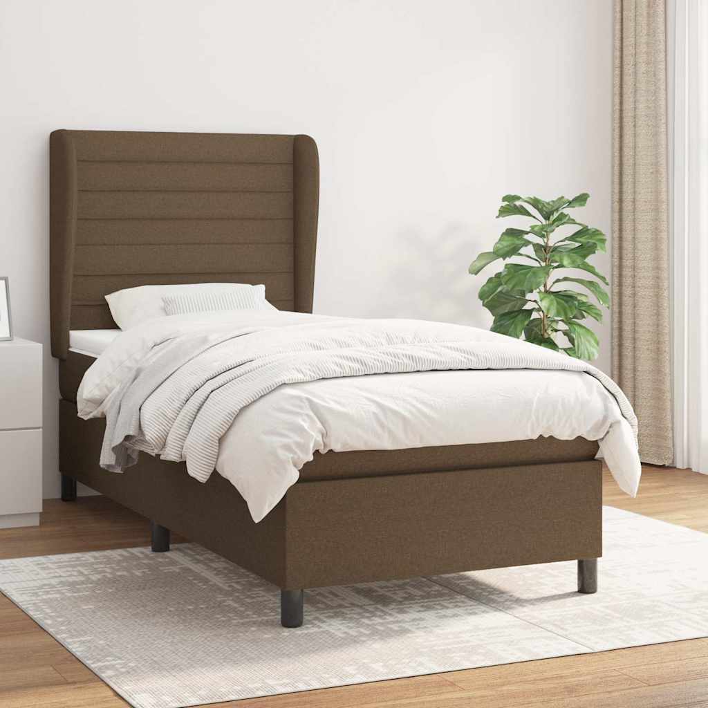 Boxspringbett mit Matratze Dunkelbraun 90x190 cm Stoff