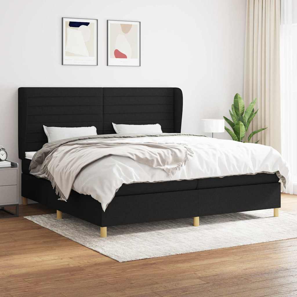 Boxspringbett mit Matratze Schwarz 200x200 cm Stoff