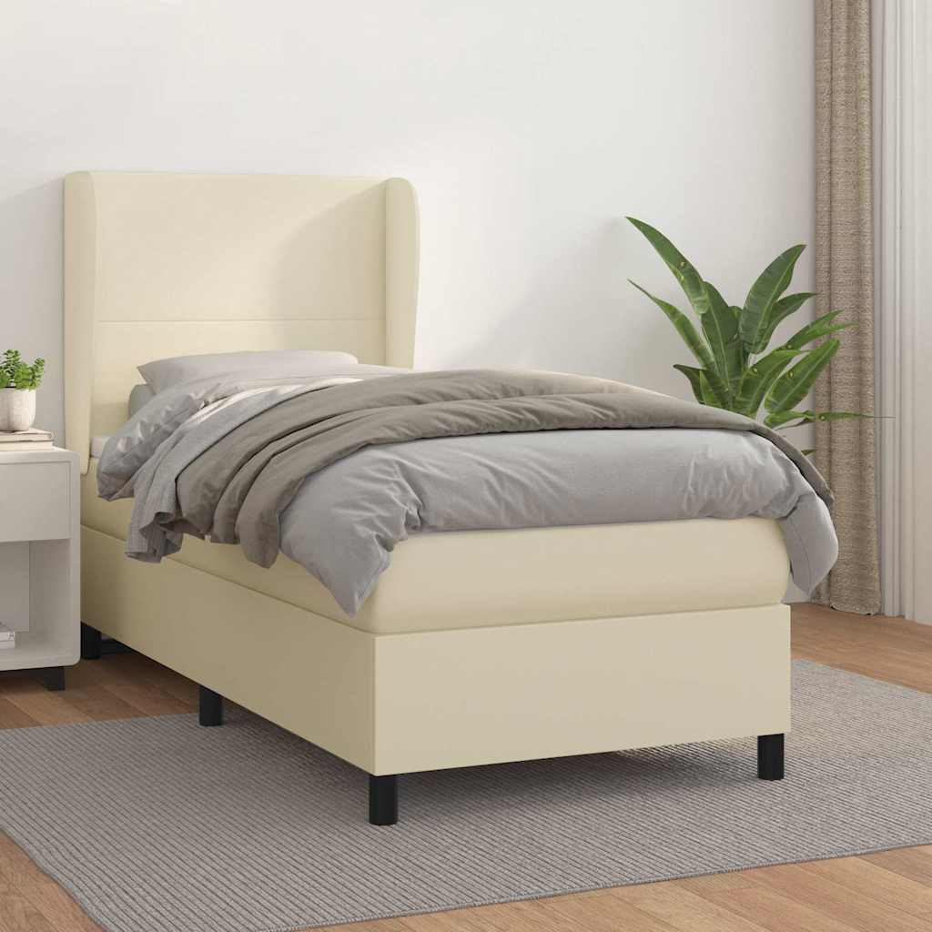 Boxspringbett mit Matratze Creme 80x200 cm Kunstleder