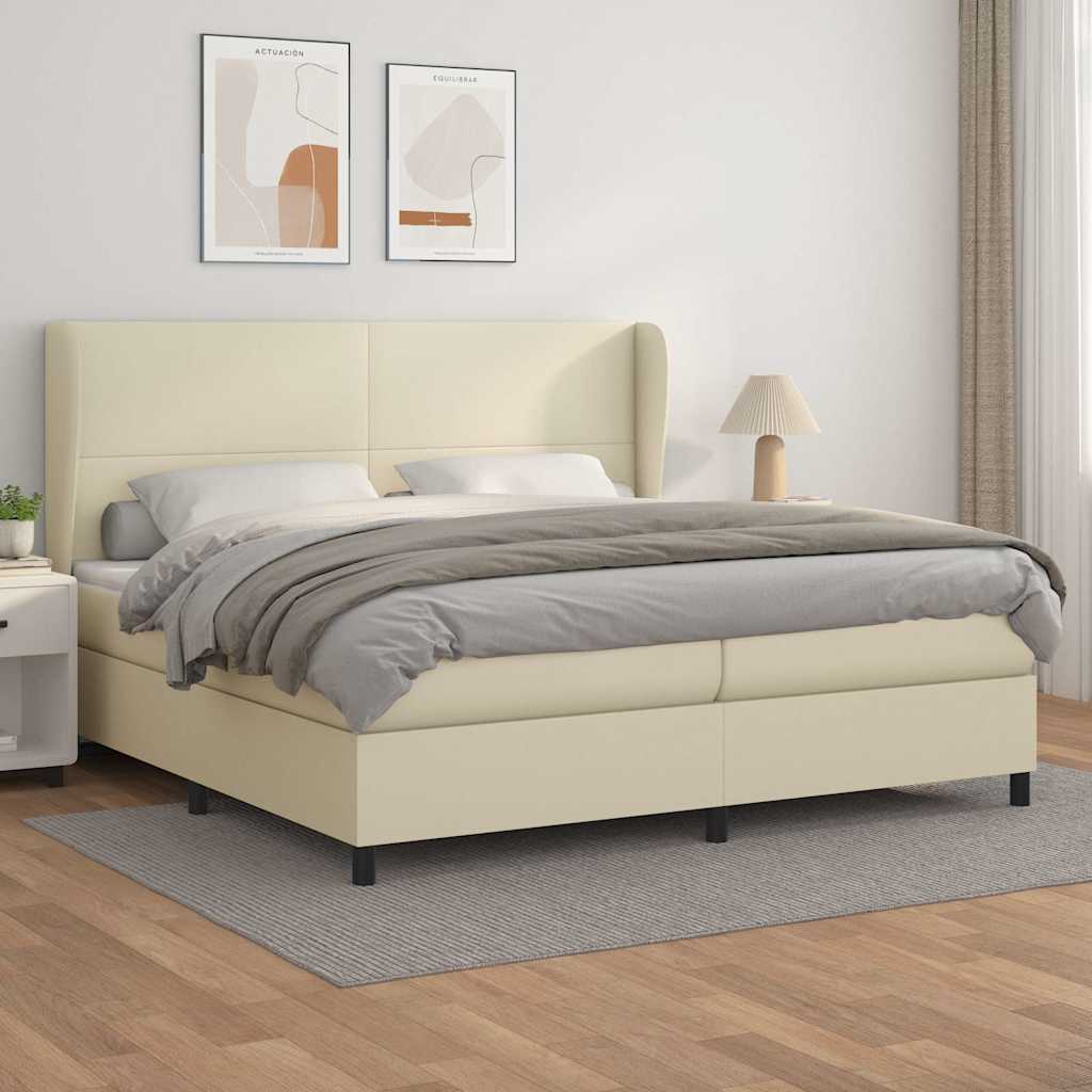 Boxspringbett mit Matratze Creme 200x200 cm Kunstleder