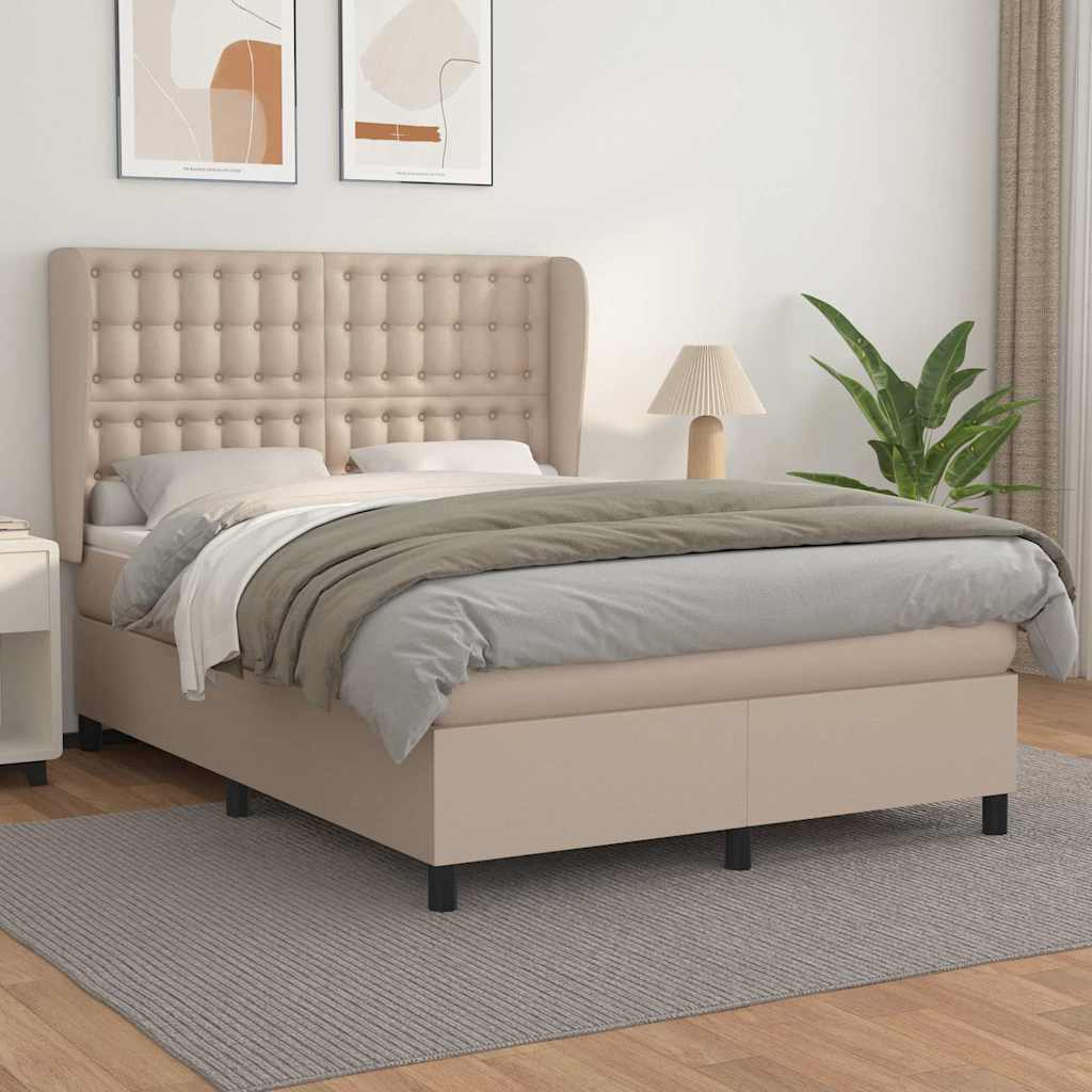 Boxspringbett Matratze Cappuccino-Braun 140x190cm Kunstleder