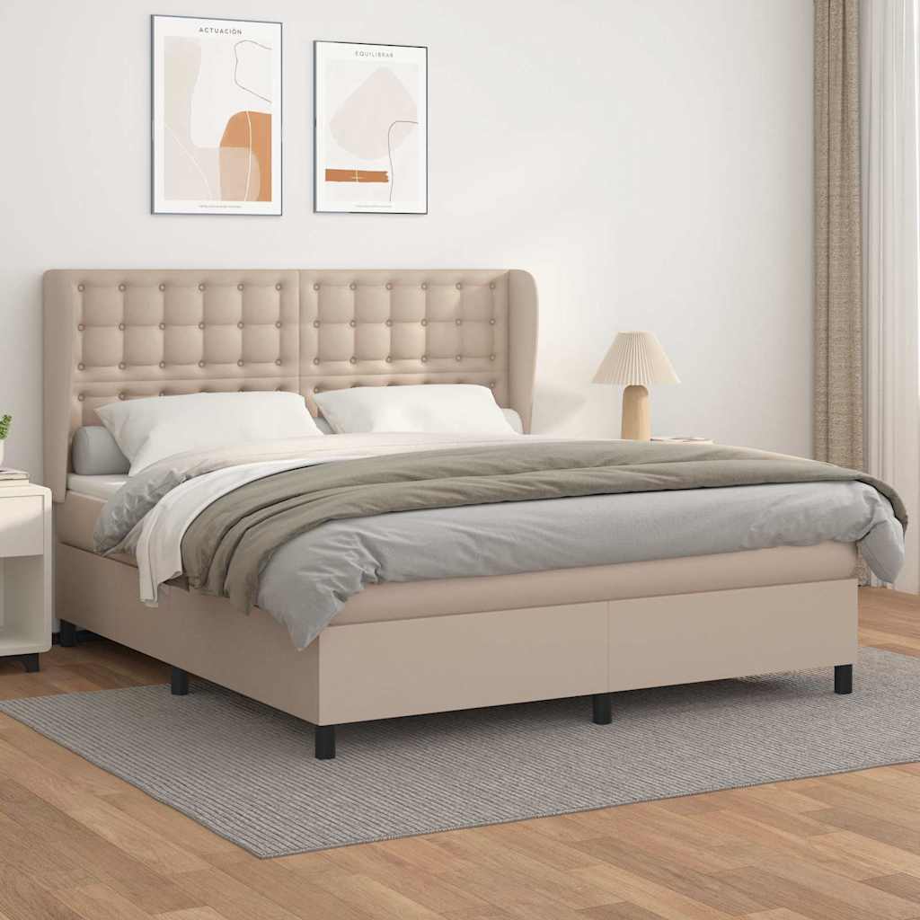 Boxspringbett Matratze Cappuccino-Braun 180x200 cm Kunstleder