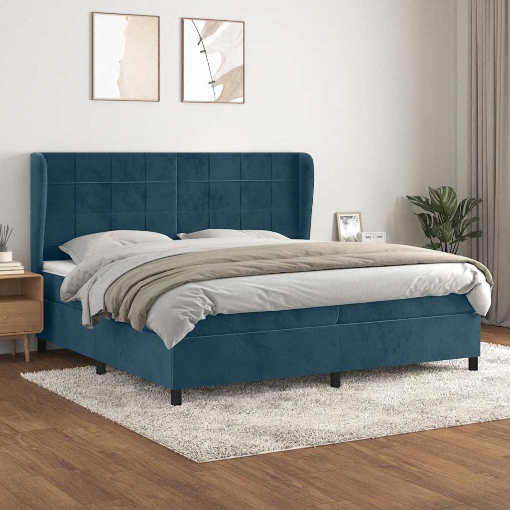 Boxspringbett mit Matratze Dunkelblau 200x200 cm Samt