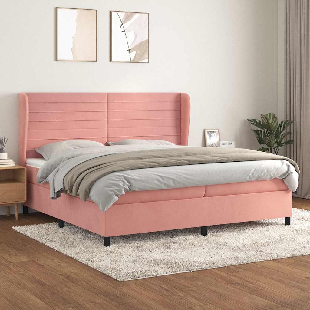 Boxspringbett mit Matratze Rosa 200x200 cm Samt
