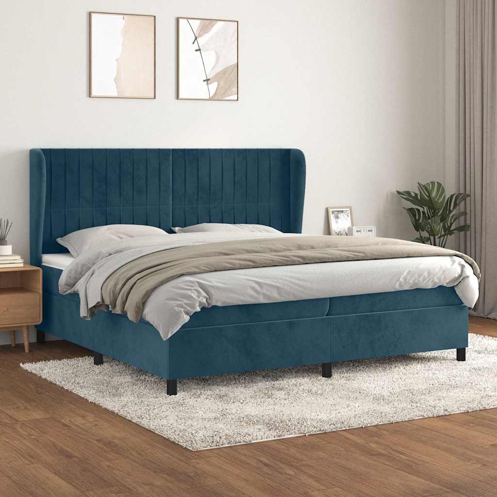 Boxspringbett mit Matratze Dunkelblau 200x200 cm Samt