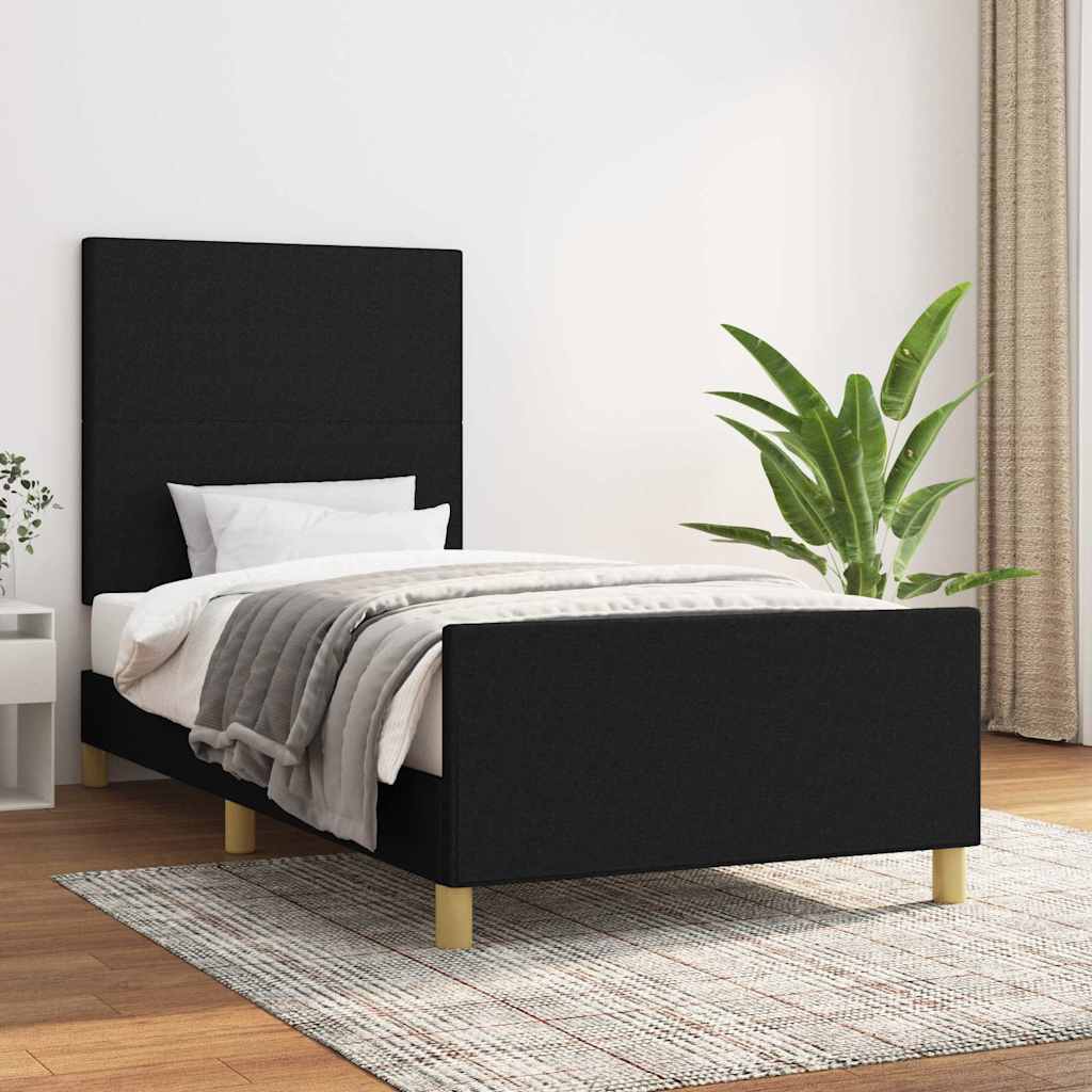 Bettgestell ohne Matratze Schwarz 90x190 cm Stoff