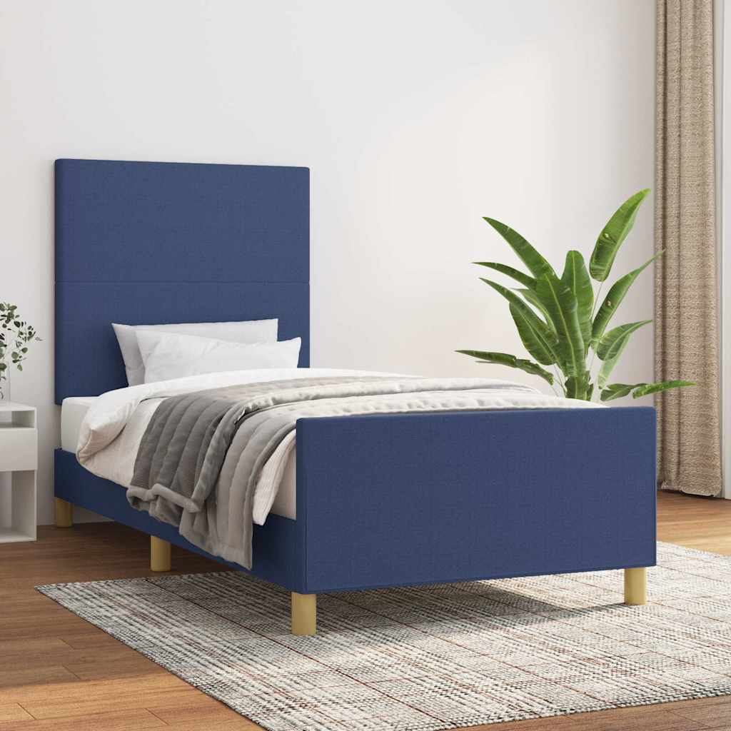 Bettgestell ohne Matratze Blau 90x190 cm Stoff