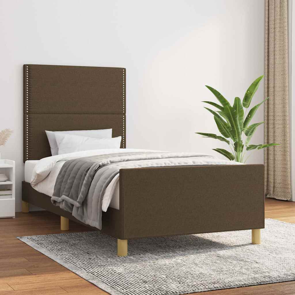 Bettgestell ohne Matratze Dunkelbraun 90x190 cm Stoff