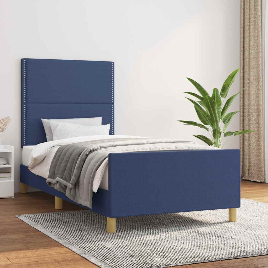Bettgestell ohne Matratze Blau 90x200 cm Stoff